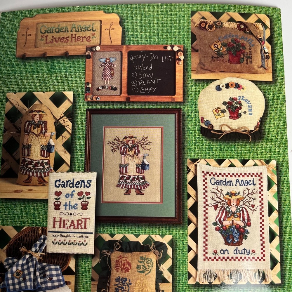 VTG Alma Lynne Gardening Angel Cross Stitch‎ Patterns Book Jeanette Crews 1997 - Picture 5 of 7